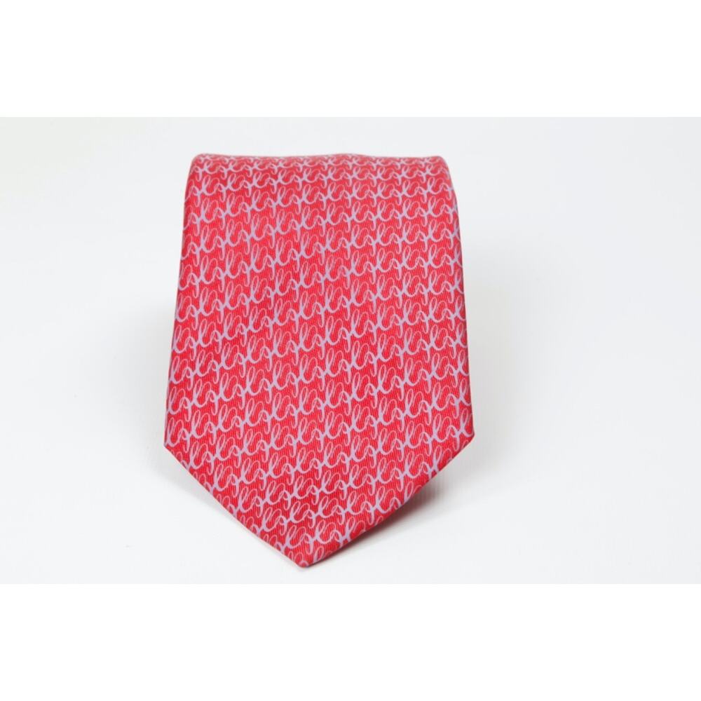 Hermes Tie Brick Red Silk Twill Classic Geometric Made in France - Picture 3 of 10